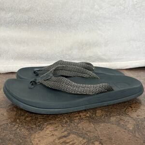 Chaco Mens Size 12 Thong Sandals Green Taupe Cushioned Footbed Outdoor Comfort